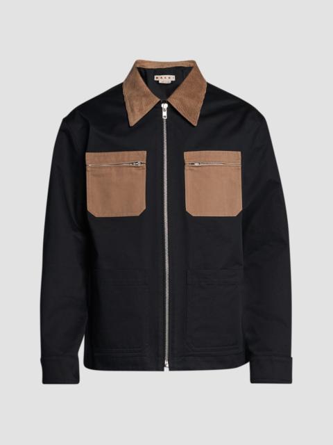 Marni Men's Gabardine Pocket Cargo Jacket - Black
