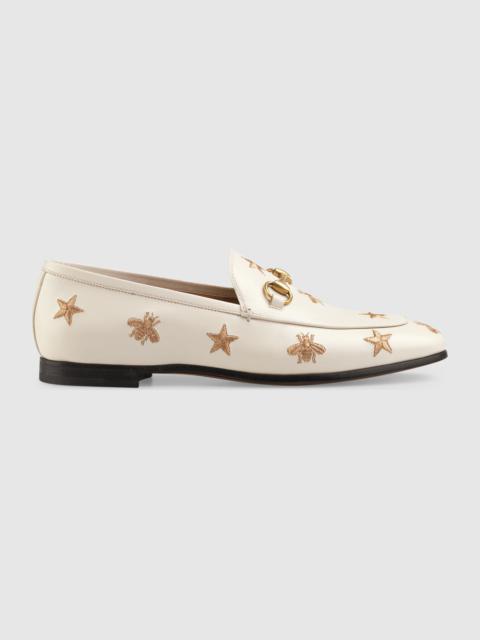 GUCCI Gucci Jordaan embroidered leather loafer