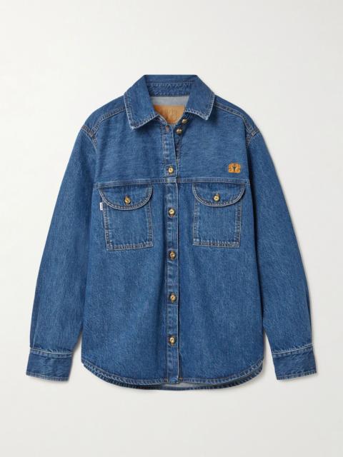 BLAZÉ MILANO Nariida Berber embroidered denim shirt Mid denim