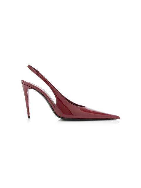 SAINT LAURENT Guermantes Patent Leather Slingback Pumps red