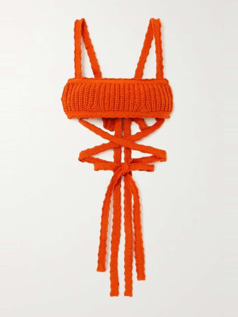 Alanui Palm Springs tie-detailed crochet-cotton bralette