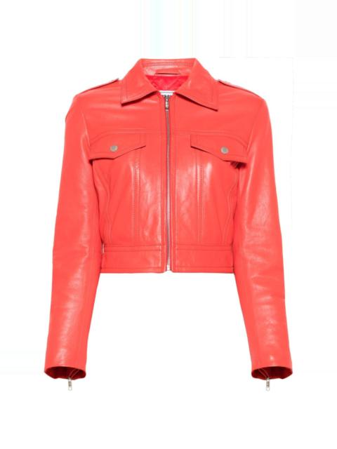 Moschino cropped leather biker jacket