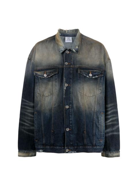 distressed-effect stonewashed denim jacket