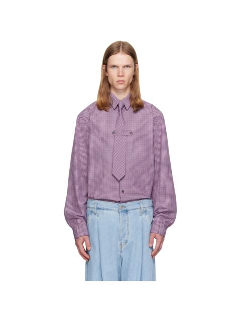 Dries Van Noten Purple Checkered Tie & Shirt