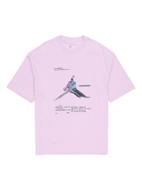 Air Jordan 23 Engineered Casual Breathable Large Logo Printing Round Neck Short Sleeve Pink Purple D