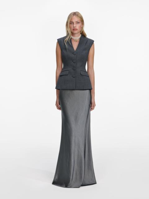 self-portrait Grey Tailored Satin Maxi Dress
