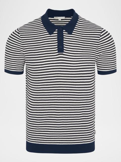 onia Men's Cotton Pinstripe Textured Knit Polo Shirt