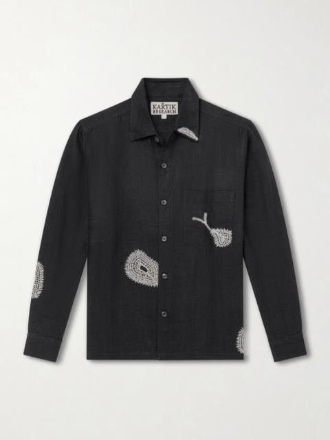 KARTIK RESEARCH Repair Embroidered Linen Shirt