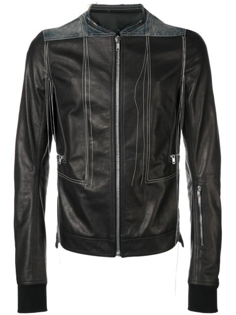 Rick Owens contrast stitch leather jacket