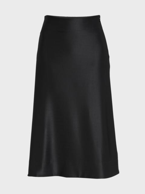 High-Waist Satin Midi Skirt