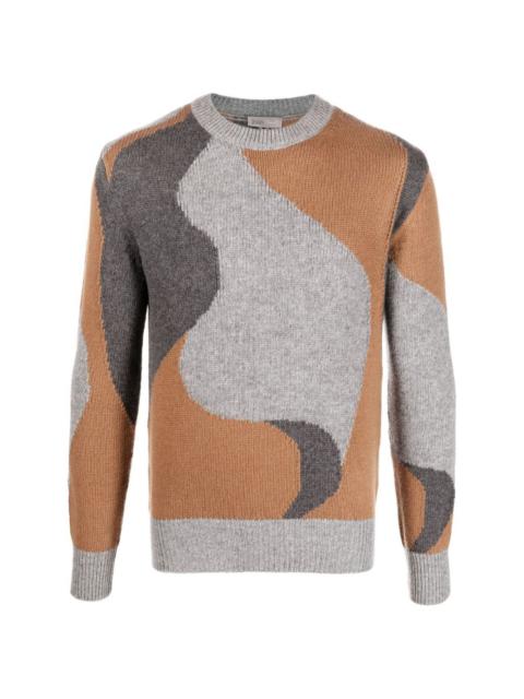 abstract-pattern knitted crew-neck jumper