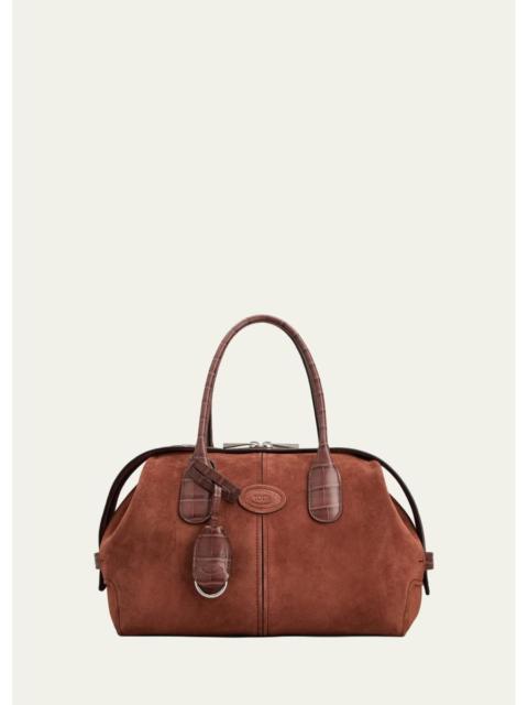 Tod's Leather-Trim Suede Bowling Bag