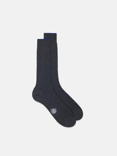 J. PRESS MADE-IN-ITALY MEDIUM GREY MID-CALF COTTON SOCKS