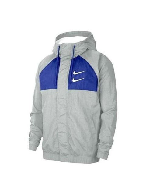 Nike Nike Swoosh Sports Contrasting Colors Printing Alphabet Hooded Jacket Gray CJ4888-073