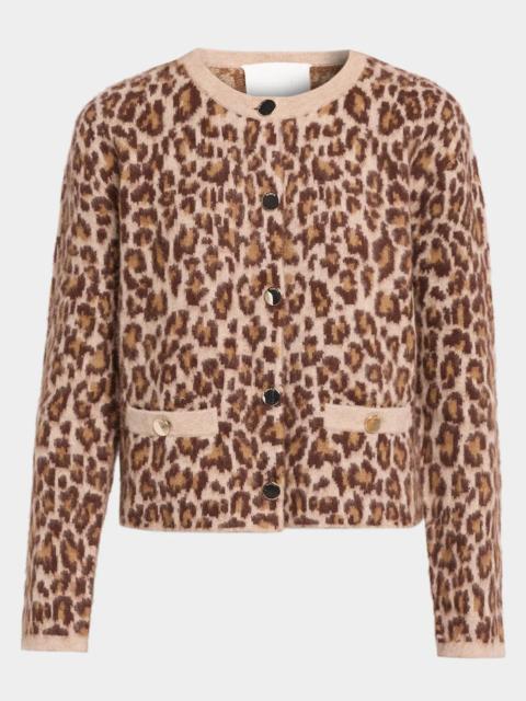 SABLYN Char Leopard Shrunken Cashmere Cardigan