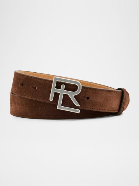 Ralph Lauren Men's RL-Buckle Calf Suede Belt