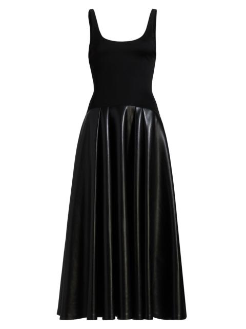 Alice + Olivia Women's Adley Faux-Leather Drop-Waist Flared Maxi Dress - Black
