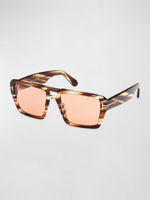 TOM FORD Men's Redford Photochromic Acetate Rectangle Sunglasses