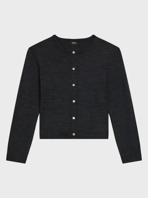 Theory Regal Merino Wool Cropped Cardigan