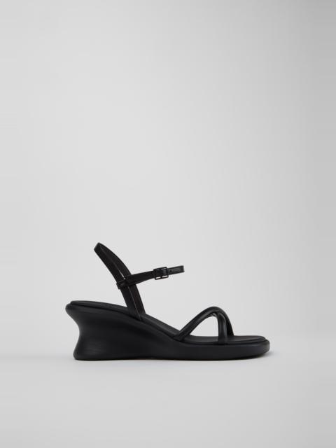 CAMPER Louise Sandal Black Leather Sandals for Women.