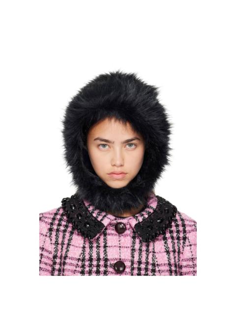 ANNA SUI Black Faux-Fur Bonnet