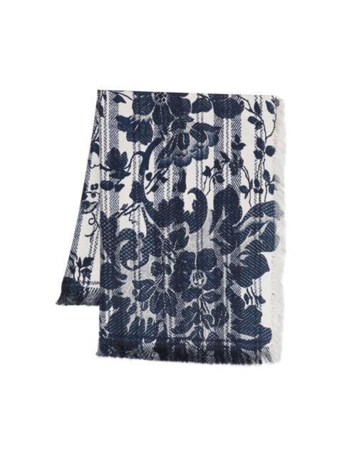 Pierre-Louis Mascia floral-pattern fringe-edge scarf