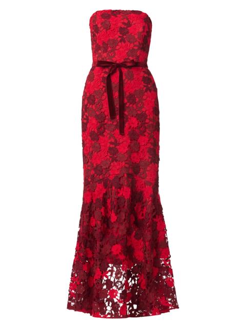 Shoshanna Women's Cierra Floral Lace High-Low Maxi Dress - Red Burgundy