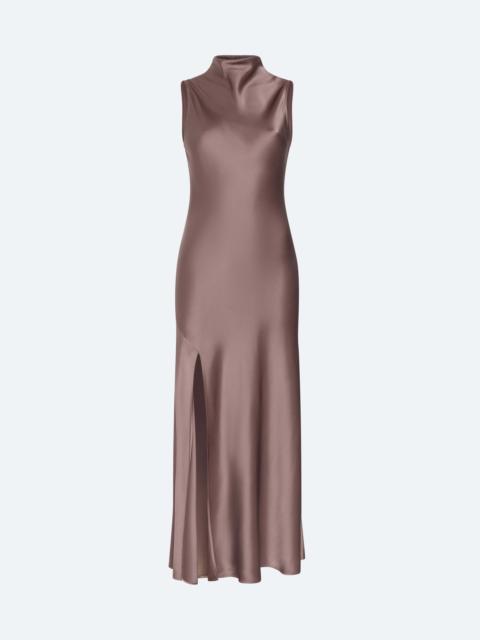 LAPOINTE Satin Drape Neck Sleeveless Gown