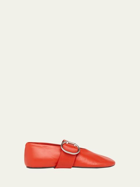 Jil Sander Soft Leather Mary Jane Ballerina Flats