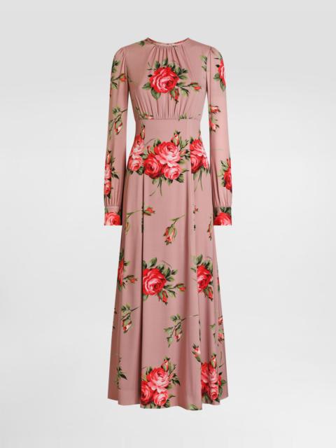 Dolce & Gabbana Rose bouquet-print charmeuse long dress