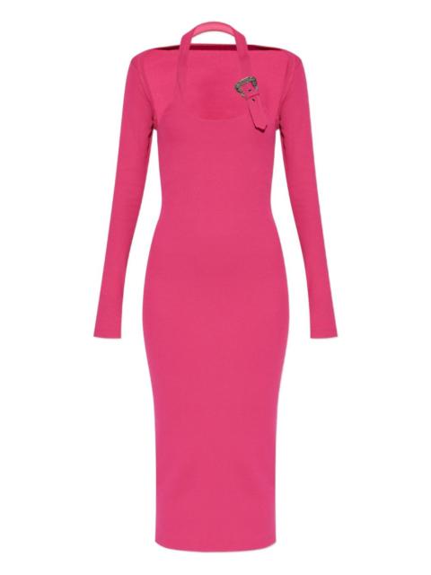 VERSACE JEANS COUTURE baroque-buckle-embellished ribbed midi dress