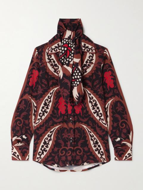 Johanna Ortiz Hacia Puerto Tie-neck Printed Recycled-twill Shirt