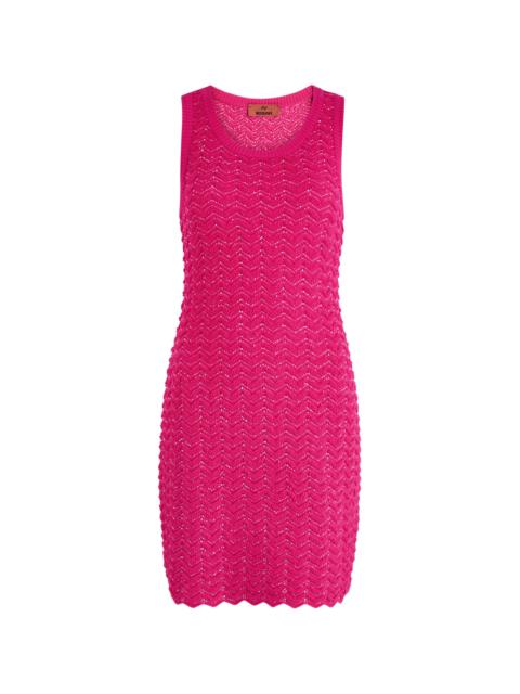 Zigzag sequin-embellished knitted mini dress