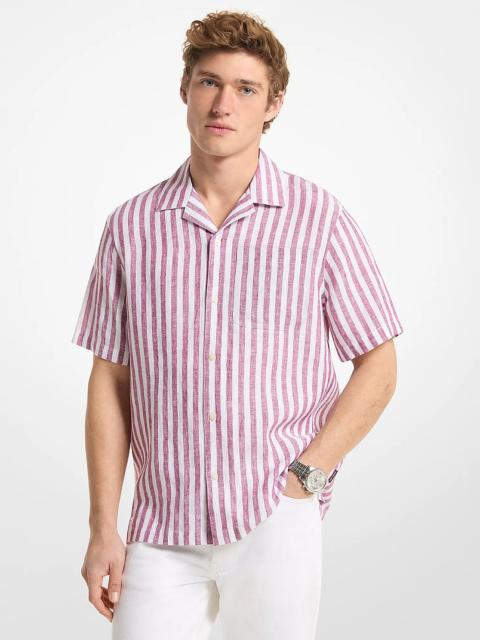 MICHAEL KORS Striped Linen Camp Shirt