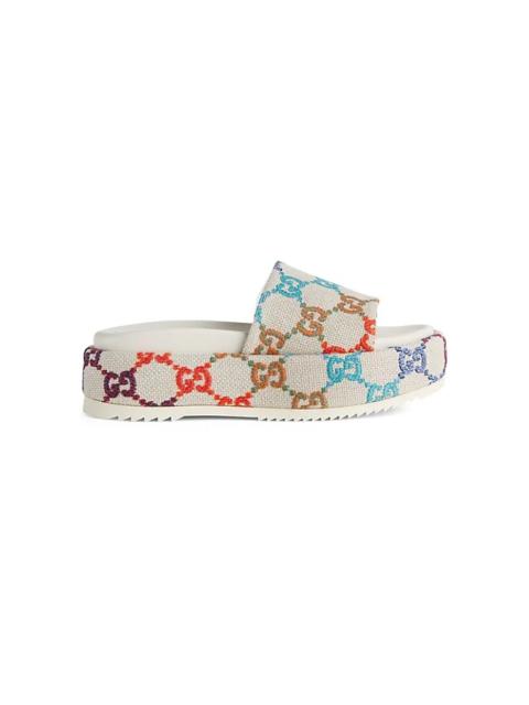 GUCCI GG jacquard platform slides