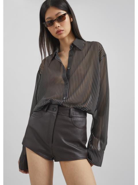 The Frankie Shop Loen Leather Hot Pants - Vintage Brown