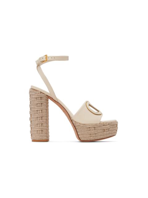 Valentino Beige VLogo Cutout Heeled Sandals