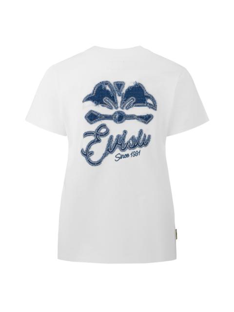 EVISU Deconstructed Denim Applique Embroidery Regular Fit T-Shirt