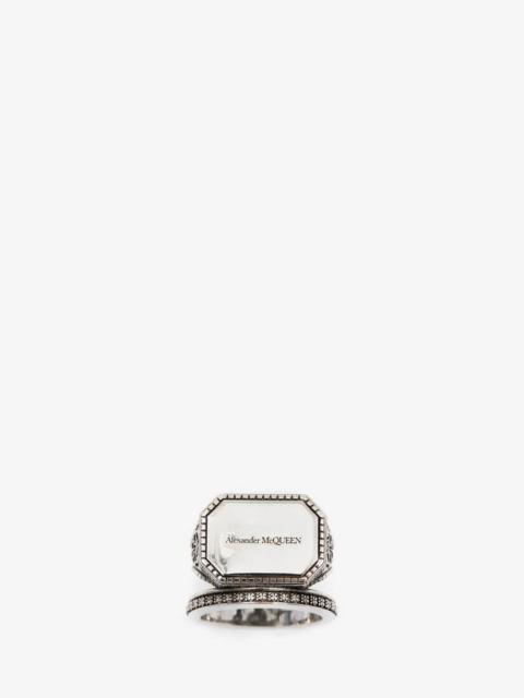 Alexander McQueen Men's Signature Signet Ring in Antique Silver