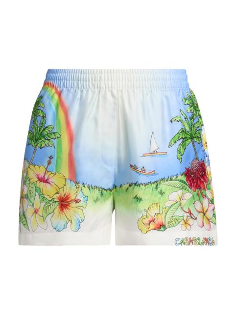 CASABLANCA Women's Aloha Printed Silk Shorts - Aloha