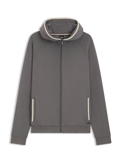BOSS CONTRAST-BINDING ZIP-UP HOODIE IN A COTTON BLEND