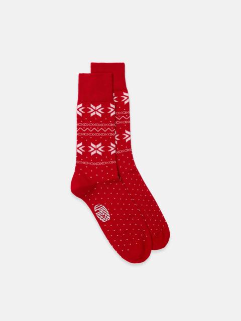 J. PRESS MADE-IN-UK RED FAIR ISLE COTTON SOCKS