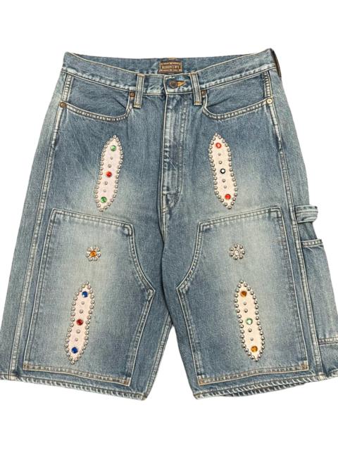 Kapital Double Knee Studded Jean Shorts "Indigo Multi" KAP061