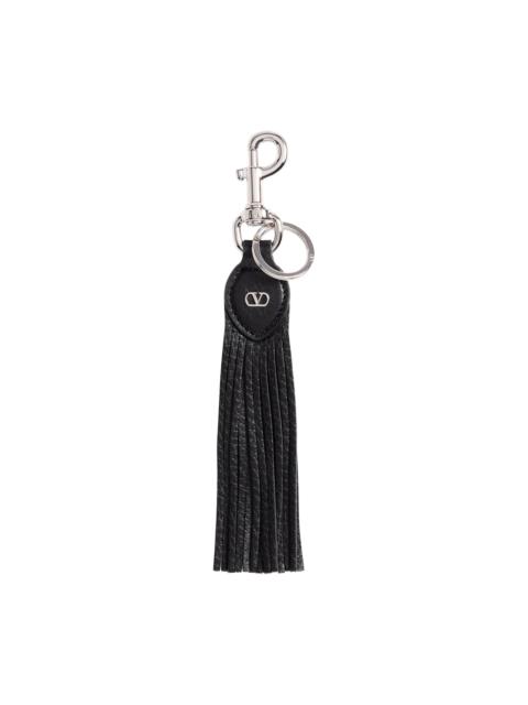 Valentino Men's VLogo Signature Key Ring in Grainy Calfskin and Metal - Black