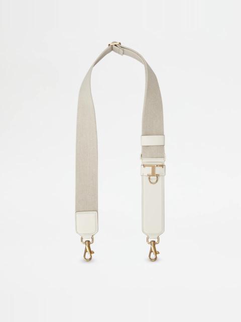 Tod's TIMELESS ADJUSTABLE SHOULDER STRAP IN FABRIC AND LEATHER - OFF WHITE, BEIGE