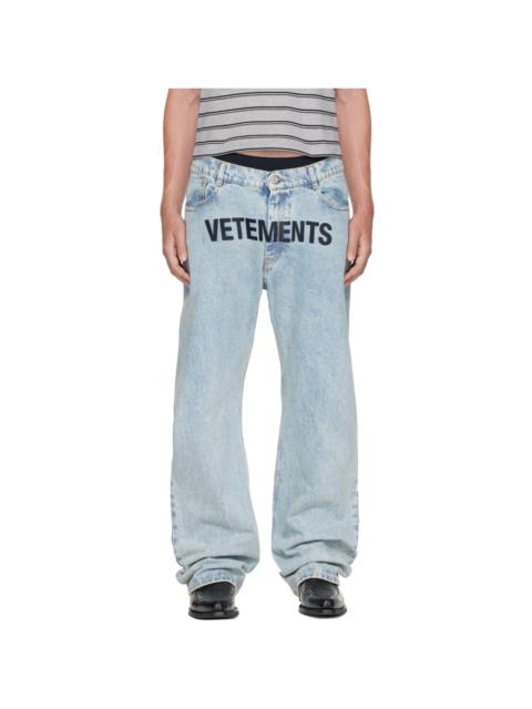 VETEMENTS Blue Embroidered Logo Jeans