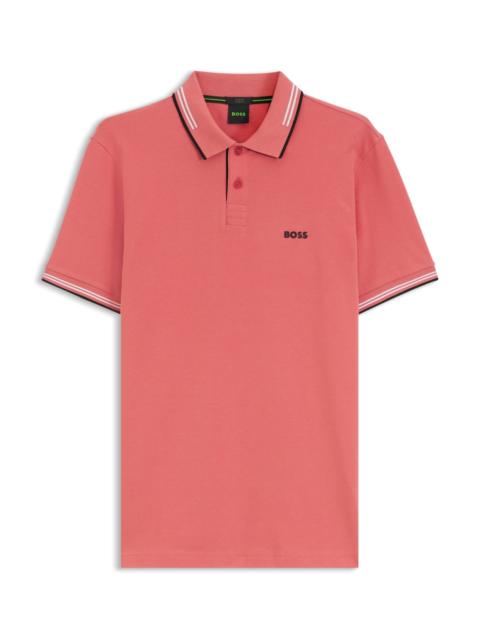 BOSS SLIM-FIT POLO SHIRT WITH CONTRAST-STRIPE DETAILS