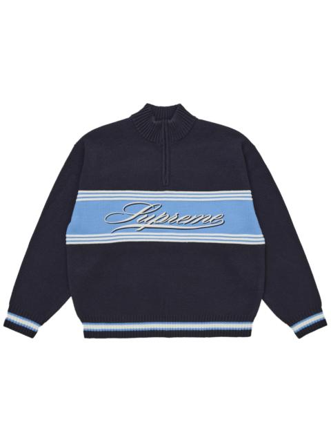 Supreme Supreme Script Stripe Half Zip Sweater Navy