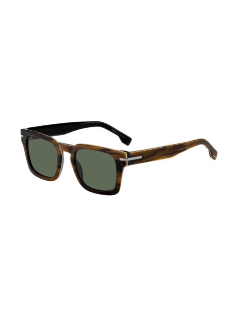 BOSS PATTERNED-ACETATE SUNGLASSES WITH SILVER-TONE HARDWARE