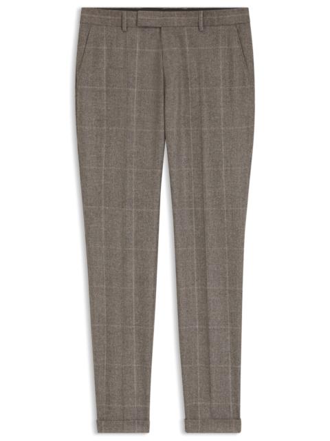 BOSS CHECKED SLIM-FIT PANTS IN ITALIAN VIRGIN WOOL